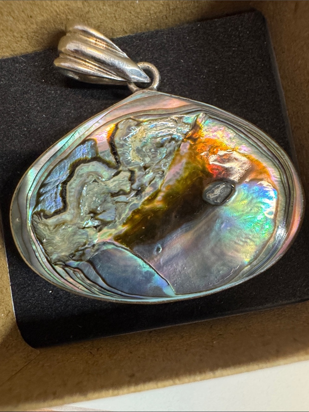 Double sided Sterling Silver pendant with turquoise and Abalone . - Picture 2 of 2